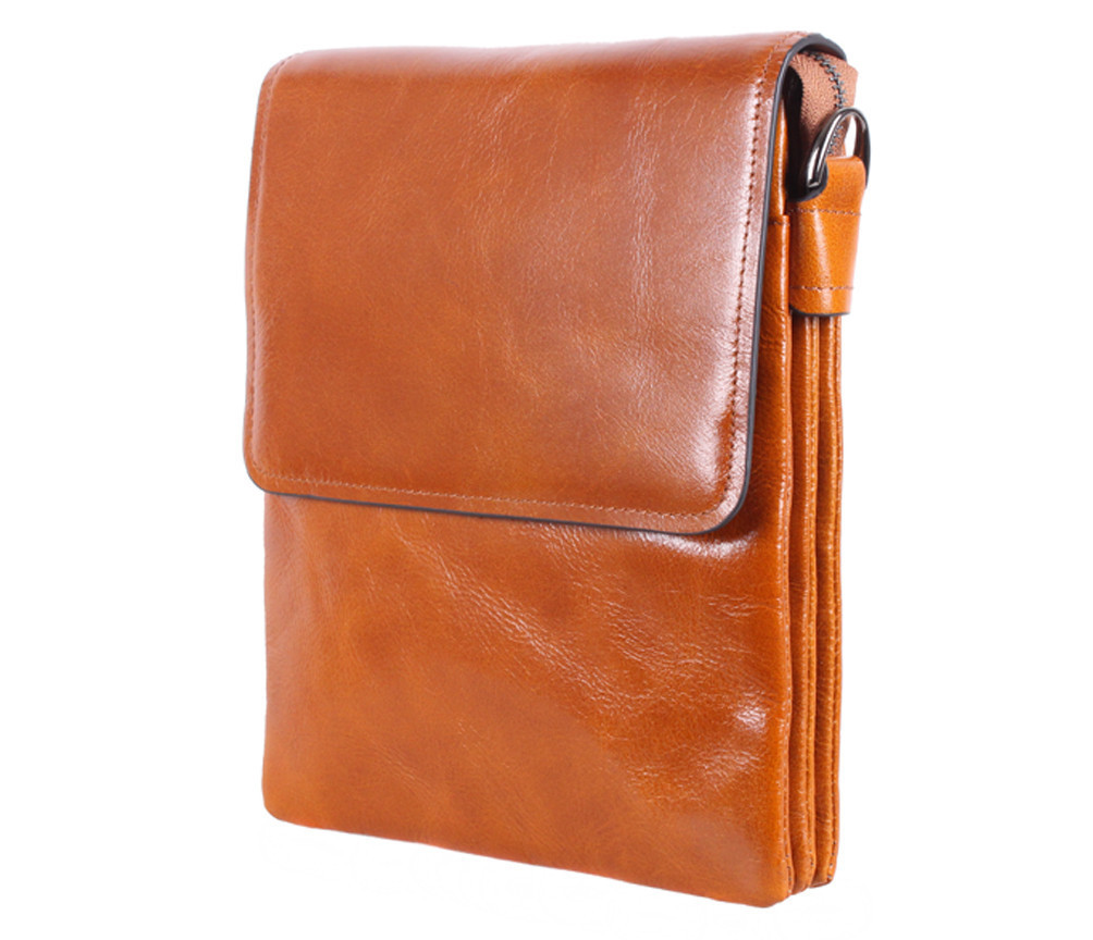 Чоловіча шкіряна сумка Dovhani WHEAT007-55 Руда В26 х Ш21,5 х Г7 см