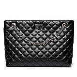 Жіноча стьобана сумка на металевому ланцюжку, срібного кольору, фото 3