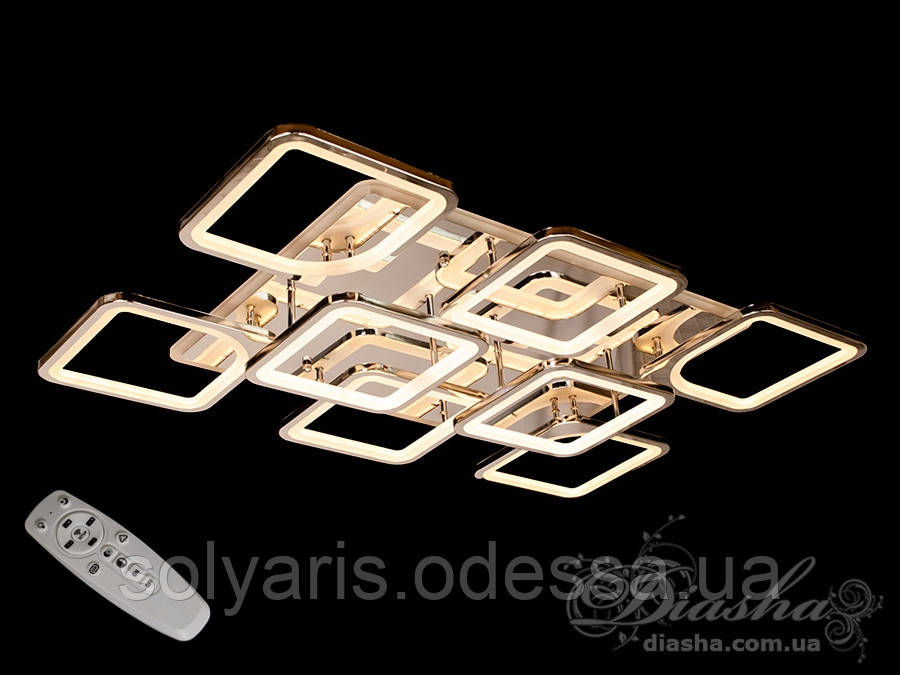 Стельова люстра з діммером і LED підсвічуванням, колір хром, 270W 8060/6+2HR LED 3color dimmer