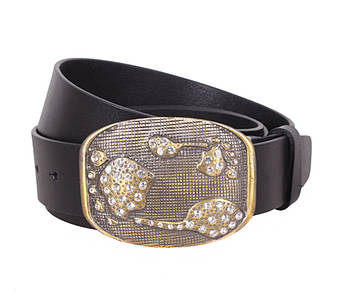 Жіночий шкіряний ремінь Dovhani QS2203-556 115-125 см Чорний