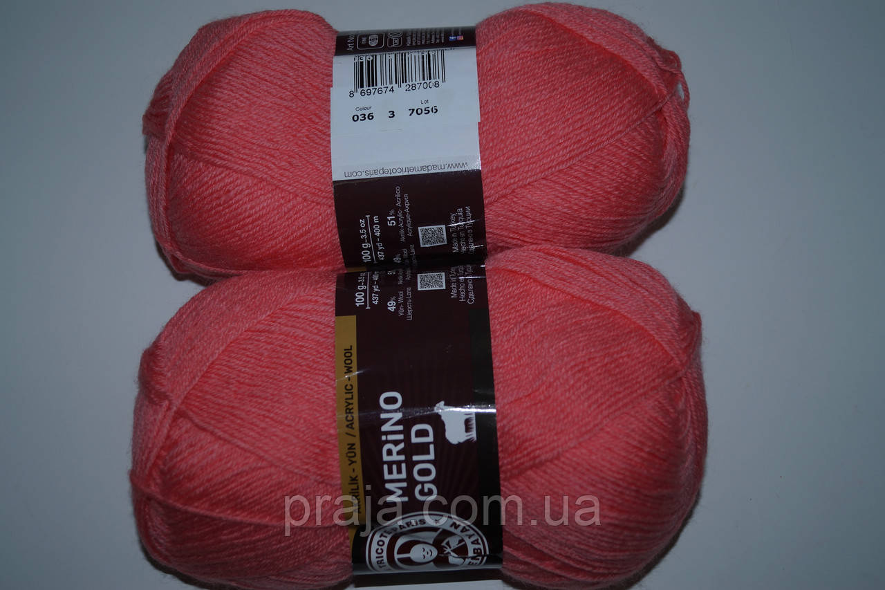 Madame tricote Merino Gold - 036 кораловий, фото 1