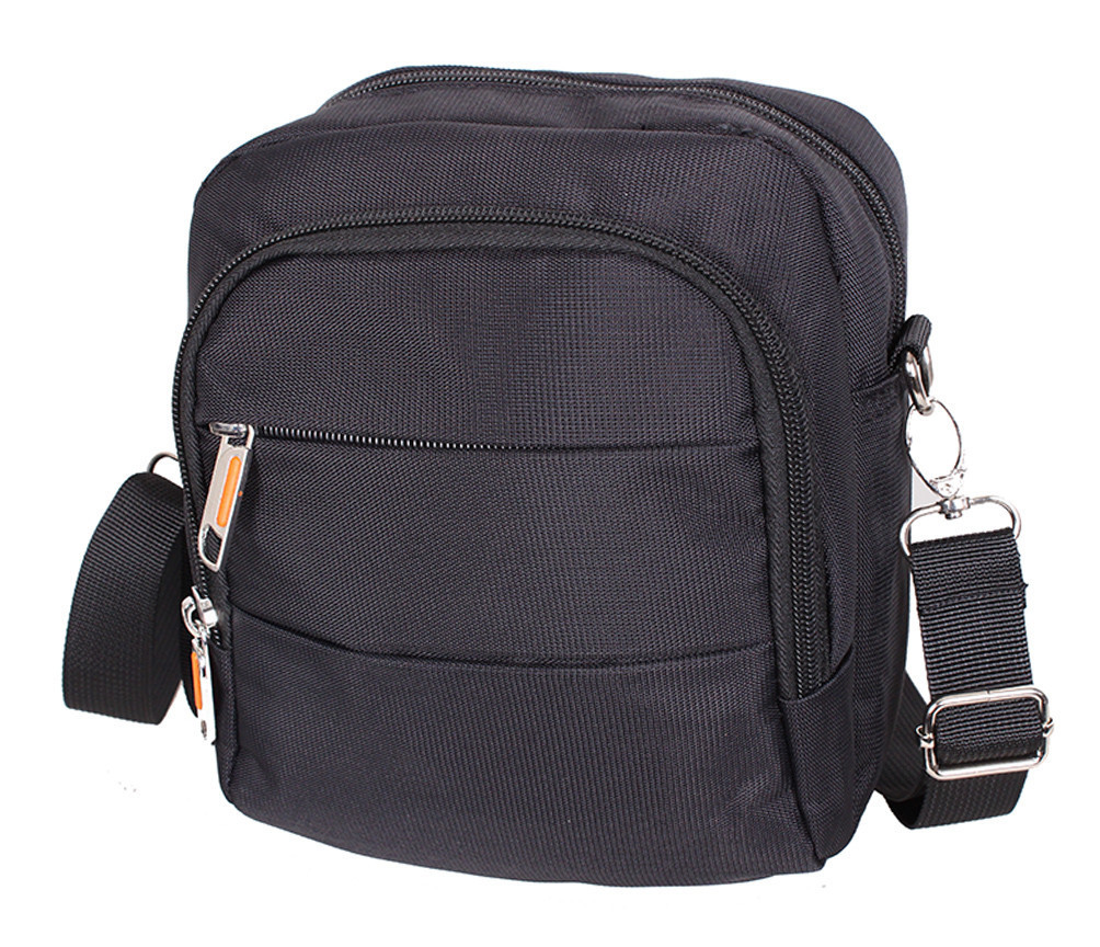 Сумка текстильная мужская Nobol 6339-40BLACK Черная 20 x 17 x 7-9 см.