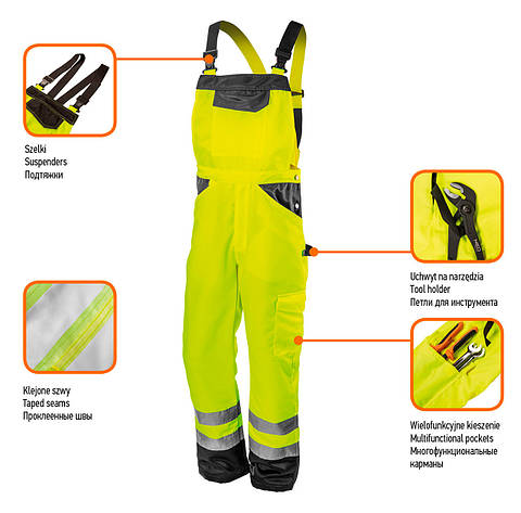 Сигнальний напівкомбінезон робочий NEO-81-777 жовтий, фото 2