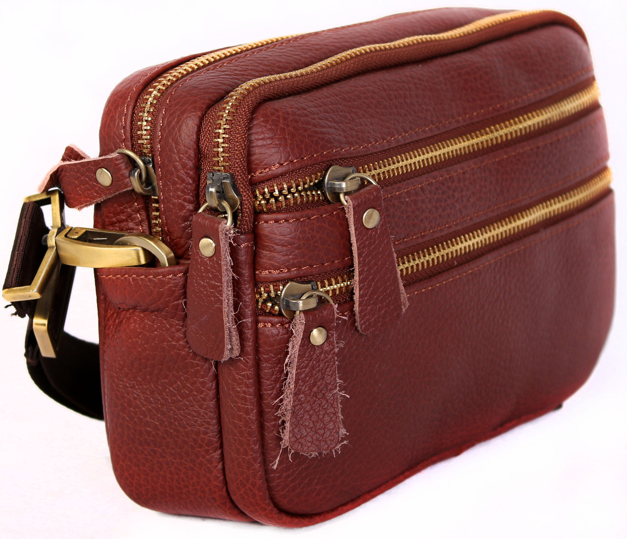 Чоловіча шкіряна сумка Dovhani BL3011832 Руда 14 x 22 x 7 см.