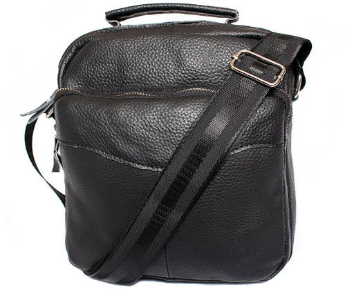 Чоловіча шкіряна сумка Dovhani BL30012437 Чорна 27 x 25 x 9 см, фото 1