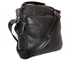 Чоловіча шкіряна сумка Dovhani BL30012437 Чорна 27 x 25 x 9 см, фото 3