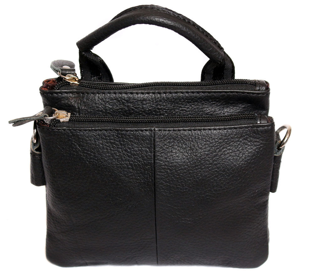 Чоловіча шкіряна сумка Dovhani BL30014345 Чорна 15 x 16 x 4 см