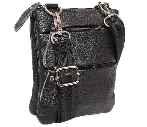 Чоловіча шкіряна сумка Dovhani BL30014949 Чорна 17 x 14 x 3 см., фото 1