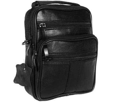 Чоловіча шкіряна сумка Dovhani ABL3016156 Чорна 19 x 15 x 7 см, фото 1