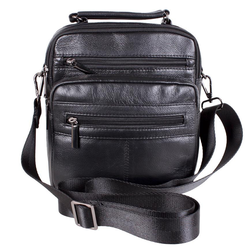 Чоловіча шкіряна сумка Dovhani ABL3011557 Чорна 22 x 19 x 10 см