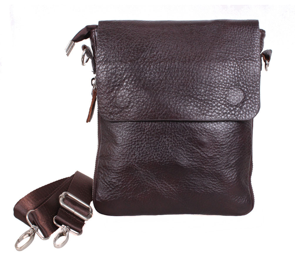 Чоловіча шкіряна сумка Dovhani MESS81388-2CF72 Коричнева 13 x 20 x 6 см