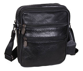 Чоловіча шкіряна сумка Dovhani Bon R0326 Чорна  17.5 x 14 x 7 см.
