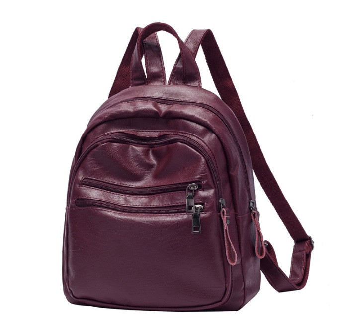 Женский стильный городской бордовый красный мини рюкзак женская сумка 2 в 1 - фото 3 - id-p1075176721