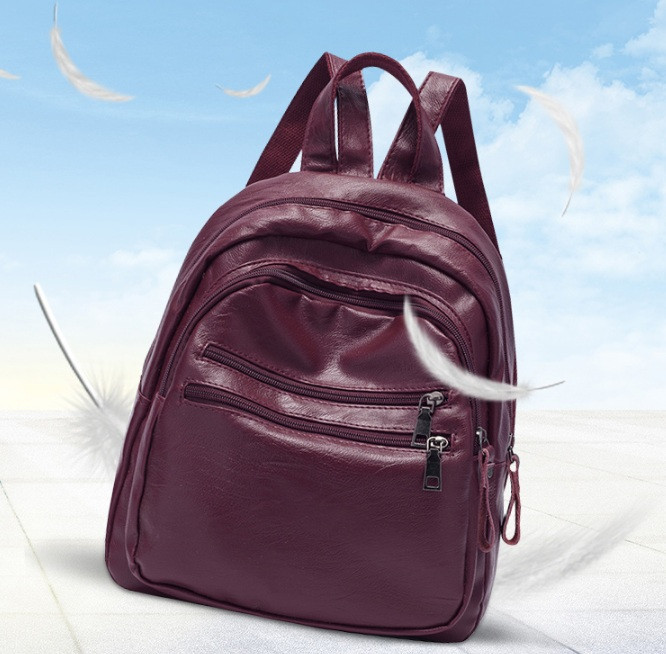 Женский стильный городской бордовый красный мини рюкзак женская сумка 2 в 1 - фото 1 - id-p1075176721
