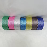 Кольорова стрічка парча 5 см завширшки 1 рулон 25 ярдів