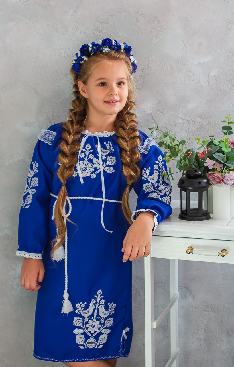 Плаття для дівчинки Пташки синє