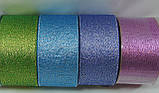 Стрічка парча 4 см срібна, колір зелений, рожевий, срібло, золото, блакитний, синій, коричневий (1рулон=22 м), фото 2