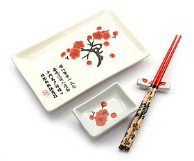 Набір для суші "Білий з сакурою"(28х14 см)(1 особа)