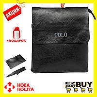 Мужская кожаная сумка через плечо Polo Videng Leather Сумка-планшет+Подарок Polo Leather Коричневый