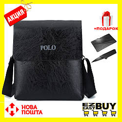 Акція! Чоловіча сумка Polo Leather+ Подарунок! Коричневий