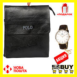 Акція! Чоловіча сумка Polo Leather+ Годинник в Подарунок! Коричневий