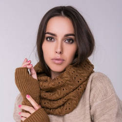 Снуд хомут коричневий, в'язаний, шарф жіночий, шерсть