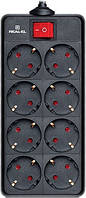 Фільтр-подовжувач мережевий REAL-EL RS-8 Protect 3м 8 розеток black