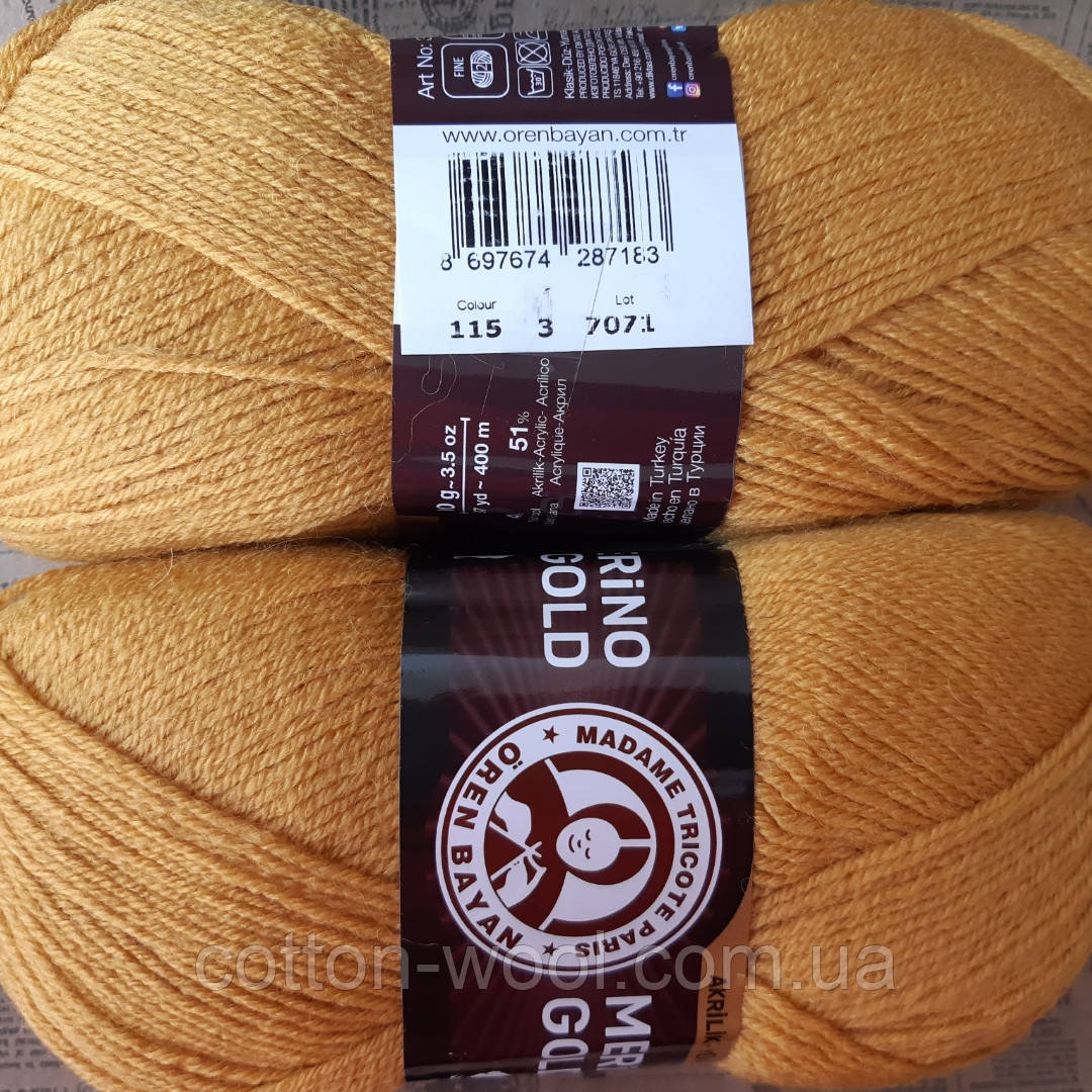 Merino gold (Меріно голд) 400 115 (49% — вовна, 51 — акрил)