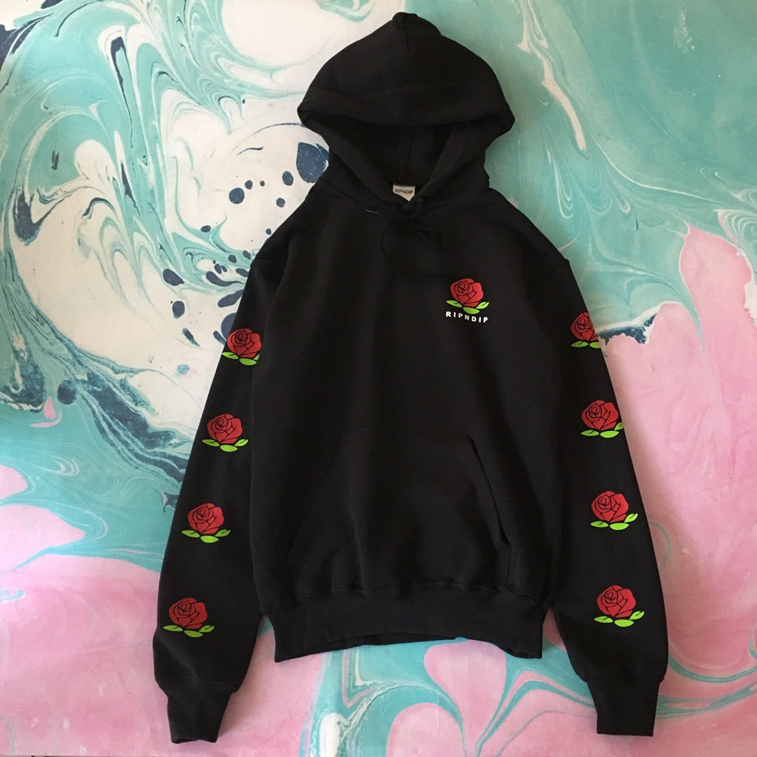 Толстовка чорна "RipNDip rose" | худі ріпндіп | кенгурушка XS