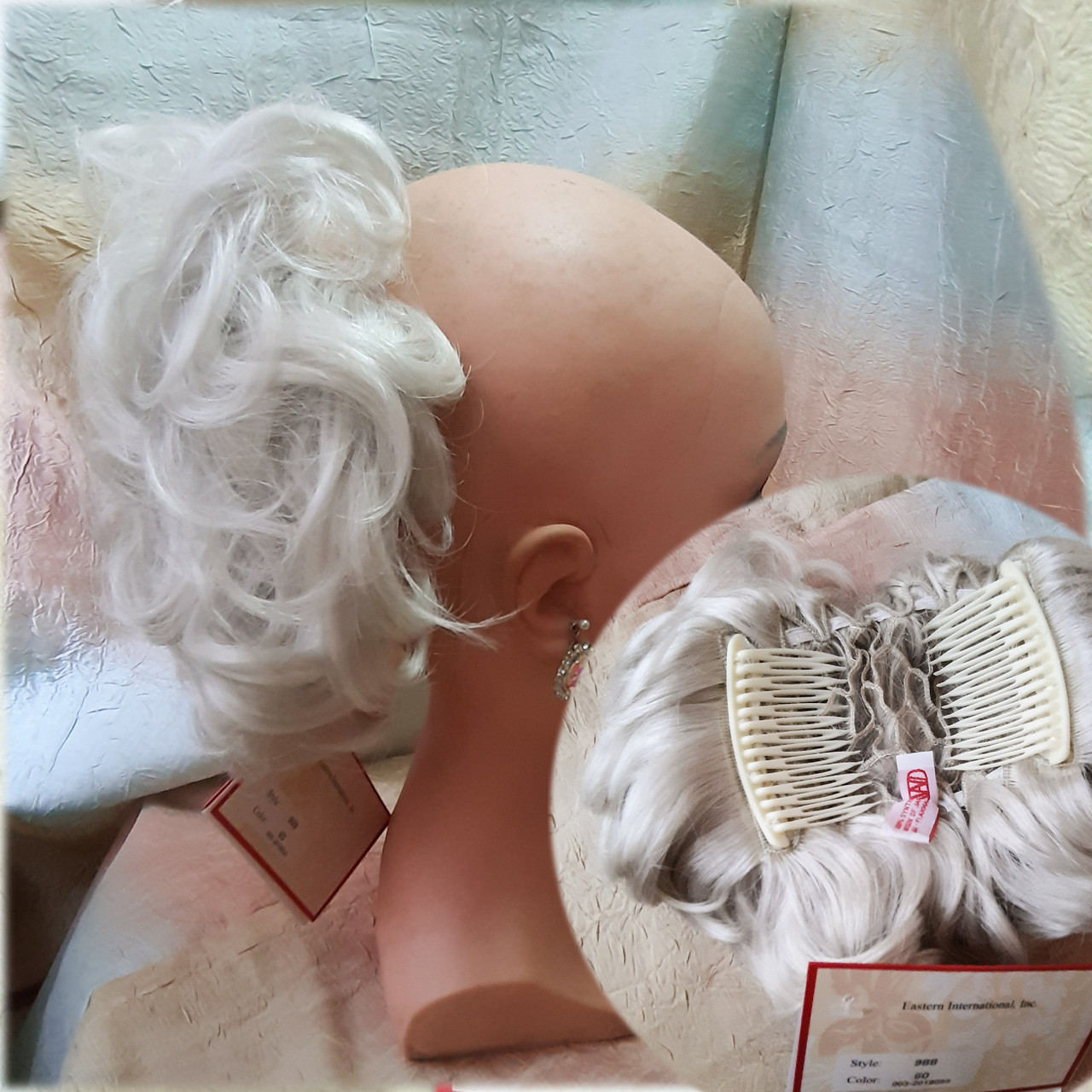 Шиньйон накладка коротка на гребінцях сріблясто-біла 988-60, фото 1