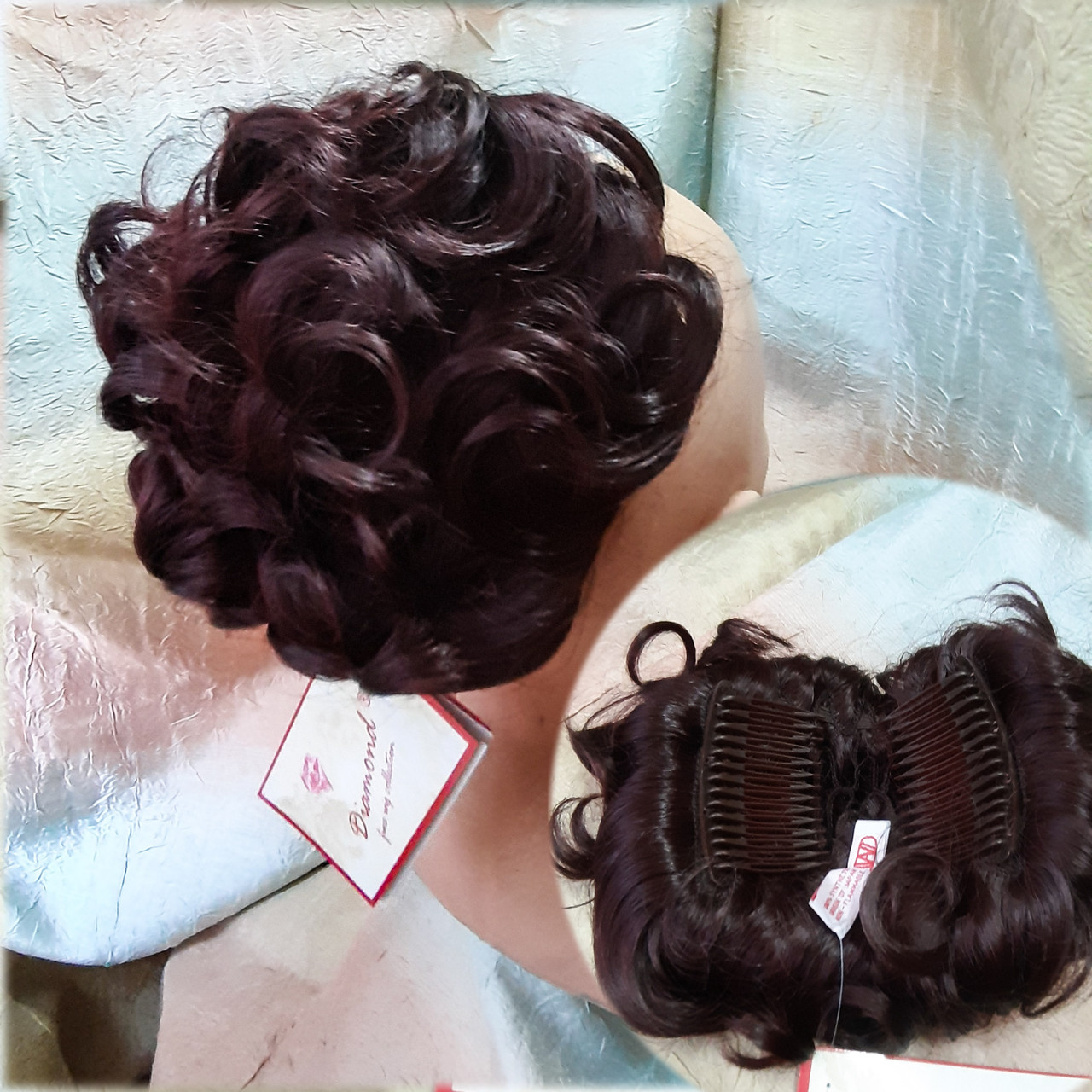 Шиньйон накладка коротка на гребінцях бургунд 988-99J, фото 1