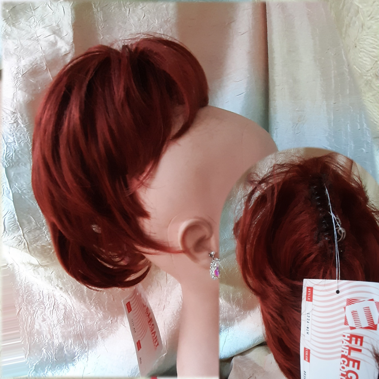 Хвіст шиньон каскад на крабі яскраво-мідний L22A- R35, фото 1