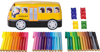 Фломастери "Автобус" в металевій коробці Faber - Castell Connector "Скрепляй разом" 33 кольору, 155532