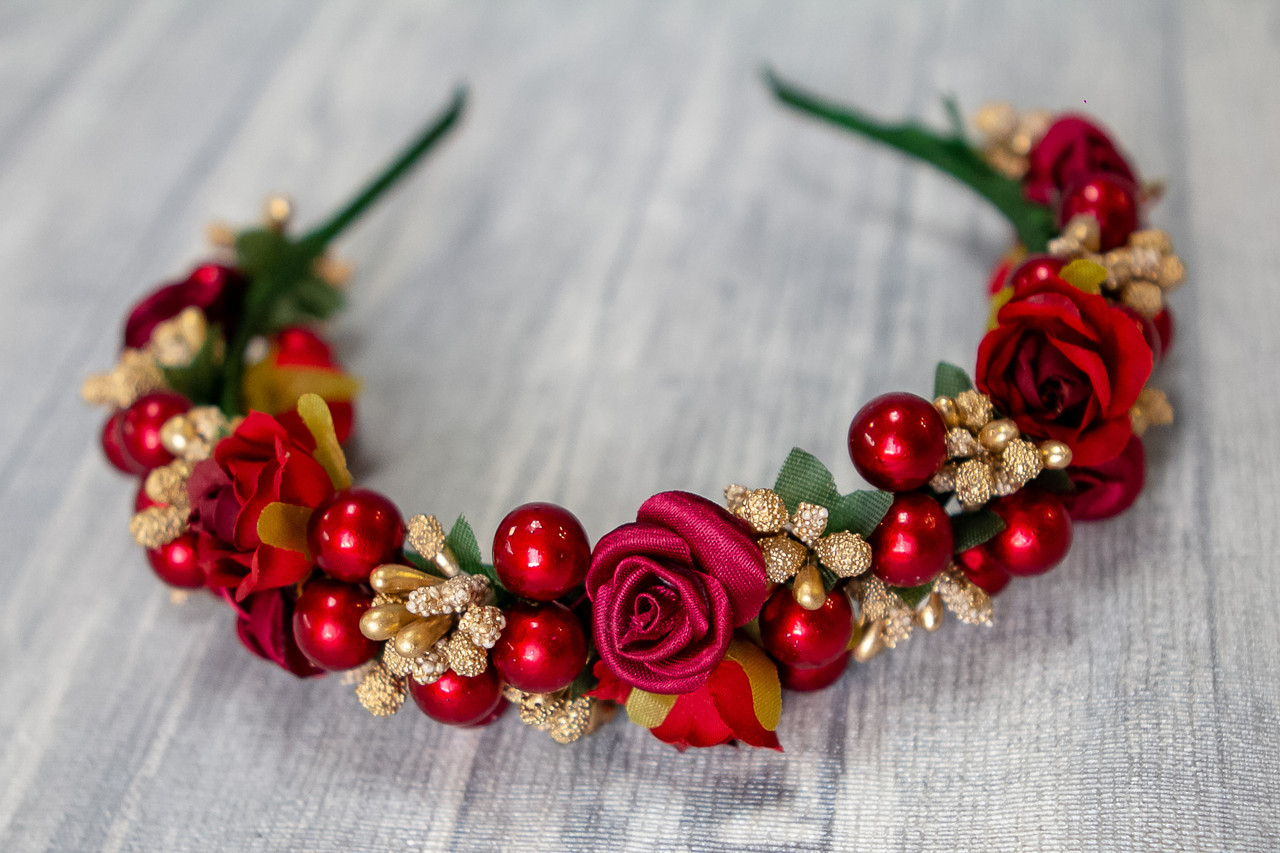 Обруч для волосся Принцеса бордовий, фото 1