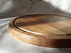 Менажниця дерев'яна дубова дошка для подачі страв кругла на 3 секції, двостороння, фото 9