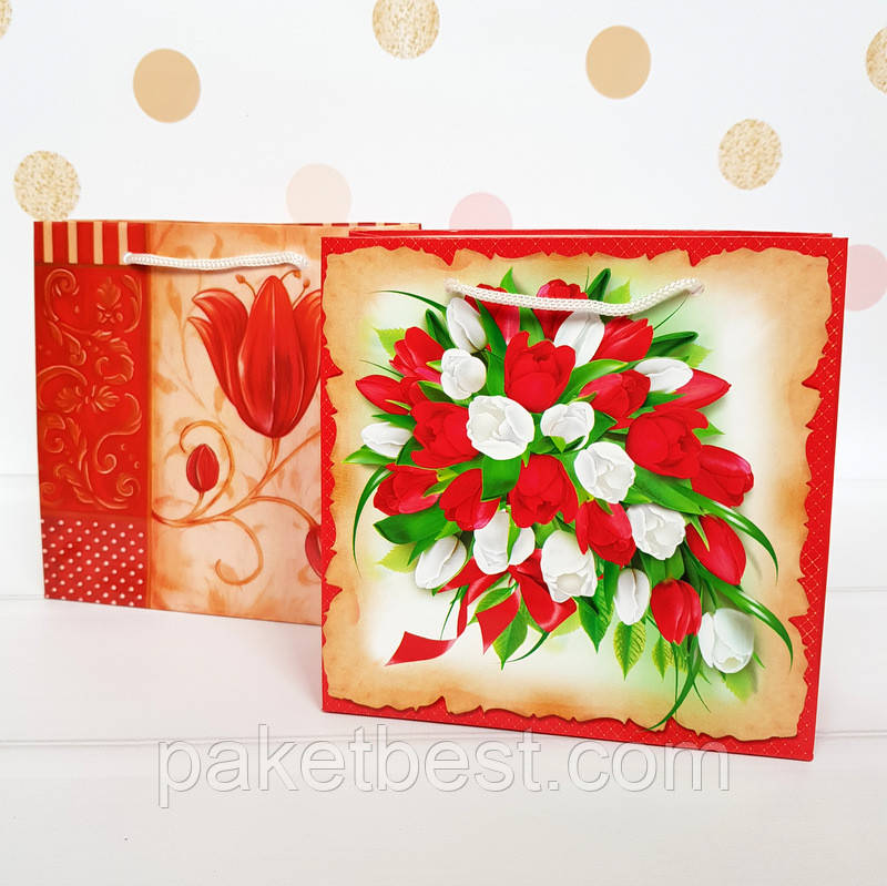 Подарунковий пакет ЧАШКА 16х16х7,5 МІКС (2 картинки)