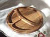 Менажниця дерев'яна дубова дошка для подачі страв кругла на 3 поділки, двостороння, фото 3