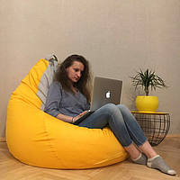 Кресло Мешок MrBean Premium L (135x105) Желтый, Белый