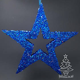 Зірка з пінопласту, з присипкою 34 см Синя