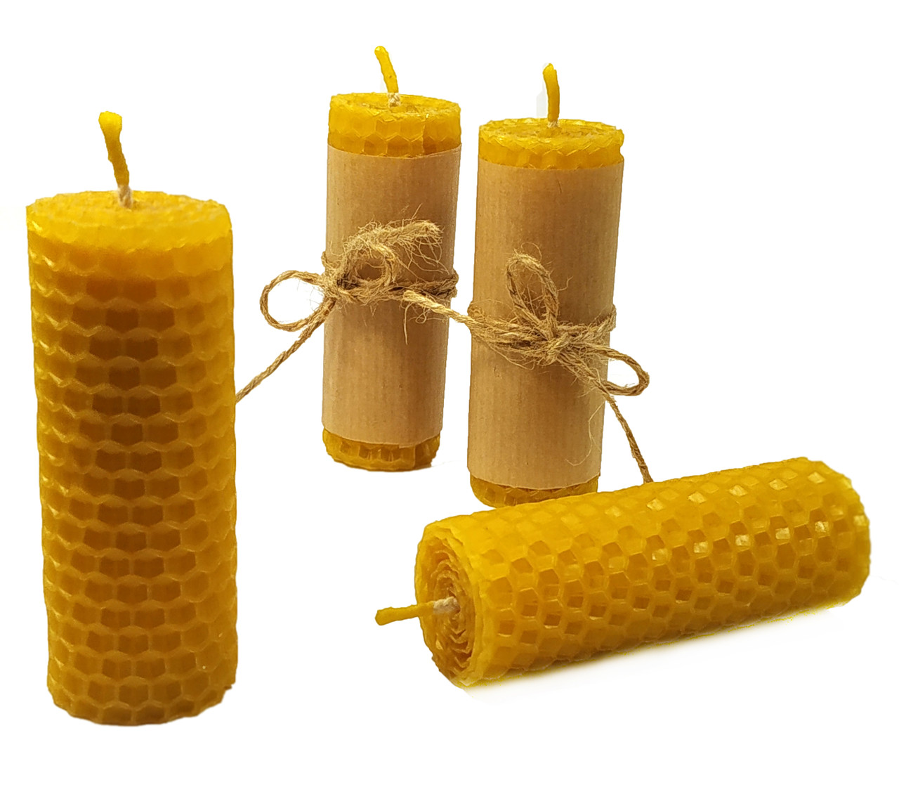 Свічки із вощини катані ручної роботи  (висота 8,5 см , діаметр 3,3 см)