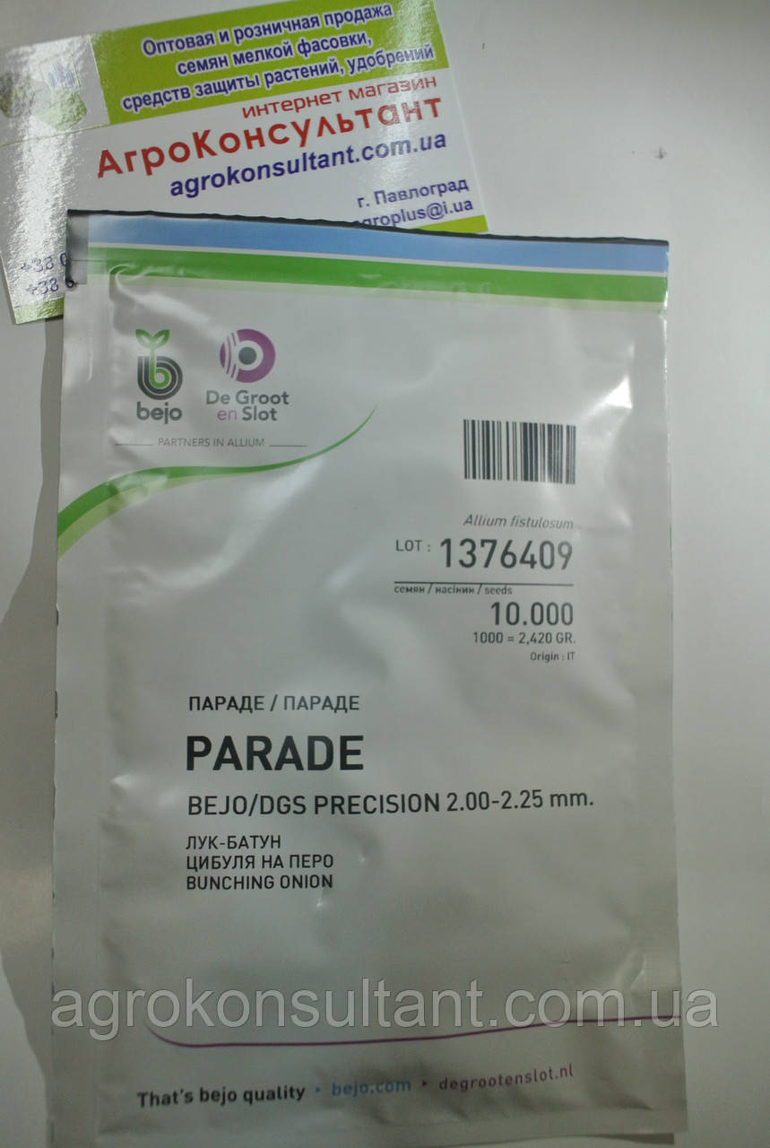 Насіння цибулі на перо Параде (Bejo Zaden), 10 000 насінин — рання (65-70 днів), високоврожайна