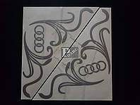 Наклейки на бічні скла (куточки) Audi, срібло (h = 285 мм, l = 330 мм)