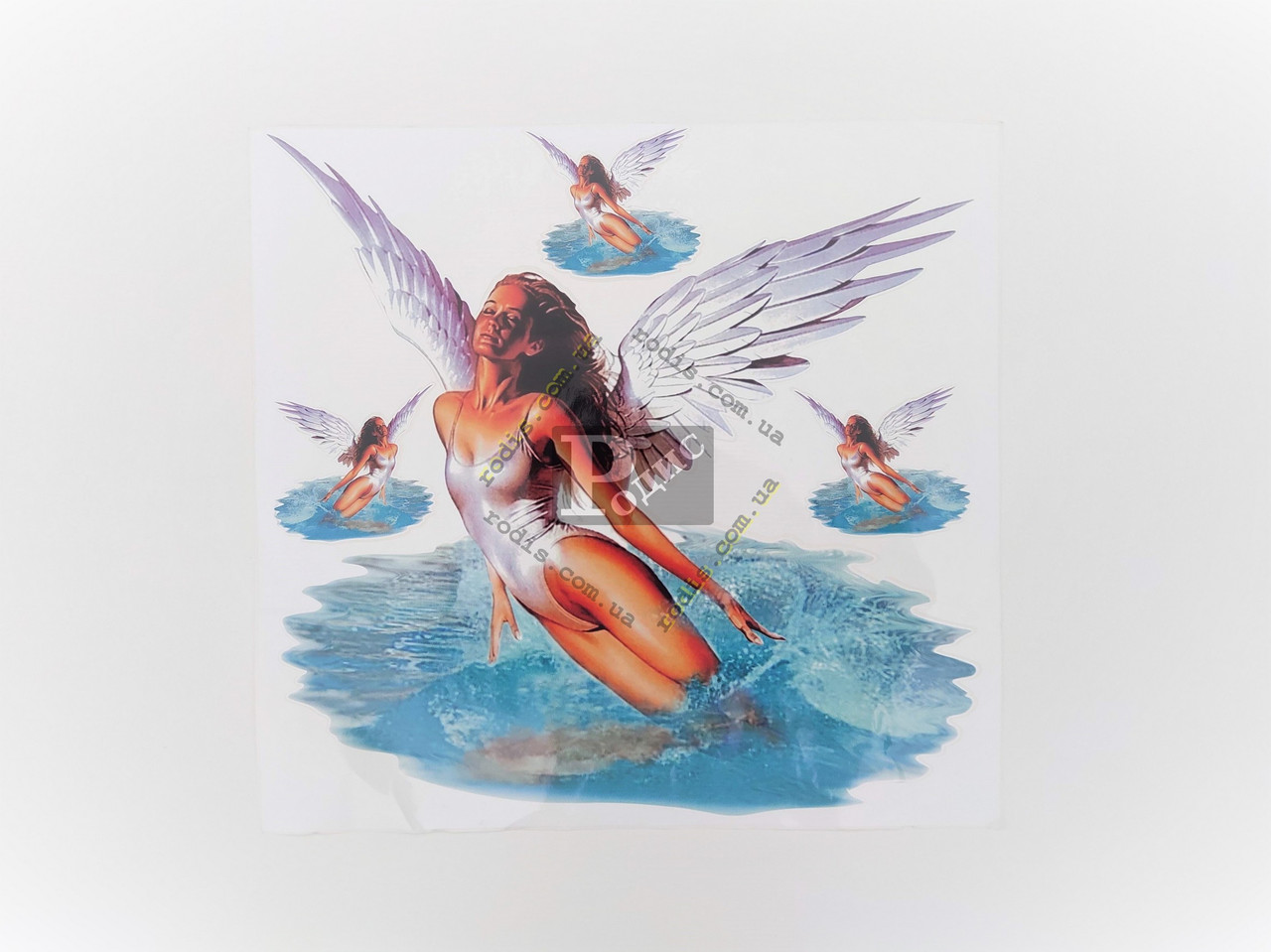 Наклейка на автомобіль Ангел із крилами, кольорова (h=475 мм, l = 500 мм)