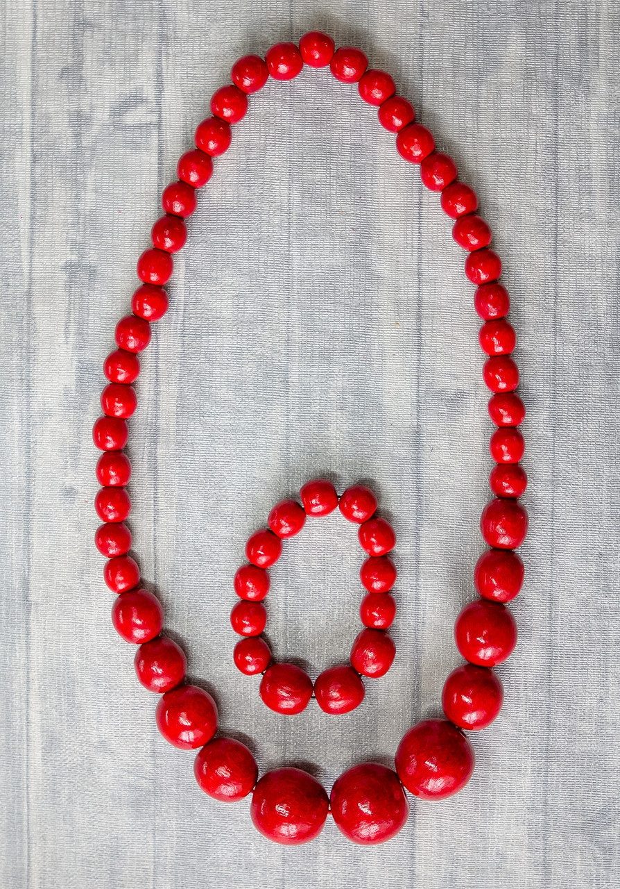 Набір намисто та браслет Бусинка . Червоний, фото 1