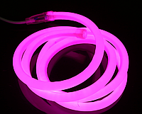 Світлодіодна стрічка Led гнучкий неон 6 Вт 120 LED/м, 220 В IP65 круглий 360° рожевий