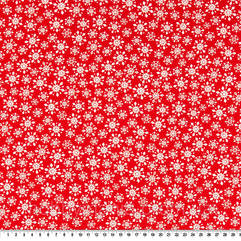 Бавовна для рукоділля, Сніжинки, 55*46 см, червоний/білий, пр-во США, Новий рік і Різдво, NY-37