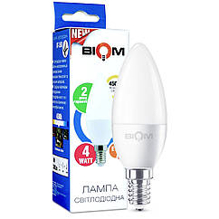 Світлодіодна лампа Biom BT-550 C37 4 W E14 4500 K матова