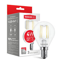 LED-лампа MAXUS філамент, G45, 4W, 3000К,E14 (1-LED-547)