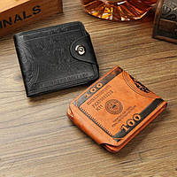 Мужской деловой коричневый черный стильный кошелек подкупюрник Доллар