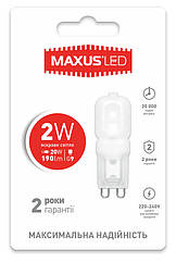 Світлодіодна лампа LED G9 MAXUS 2 W Тепле світло 4100 K 220 V (1-LED-202)
